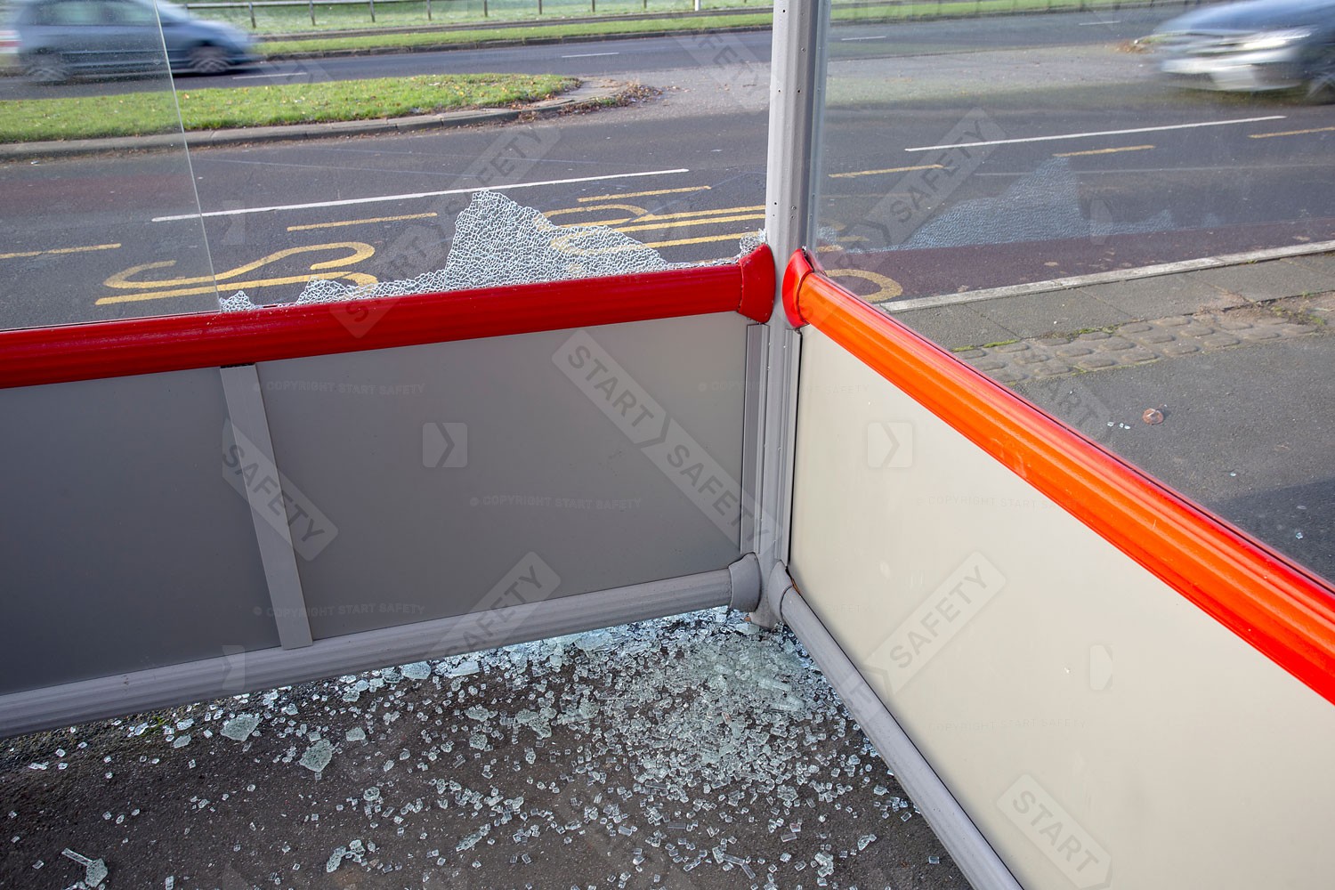 Smashed Bus Stop Shelter